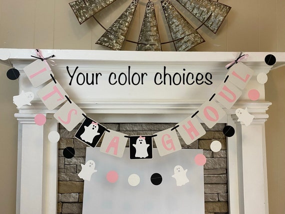 Halloween Baby Shower Decorations It's a Ghoul Banner It's A Girl Ghost Baby Shower banner Ghost Halloween Garland It's a Booy Banner custom Il_570xn