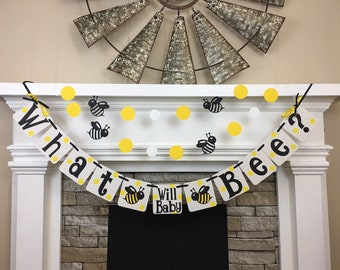What Will It Bee Gender Reveal Decorations Bee Baby Shower Decorations Bee themed gender reveal Banner Boy Or Girl Bee Garland