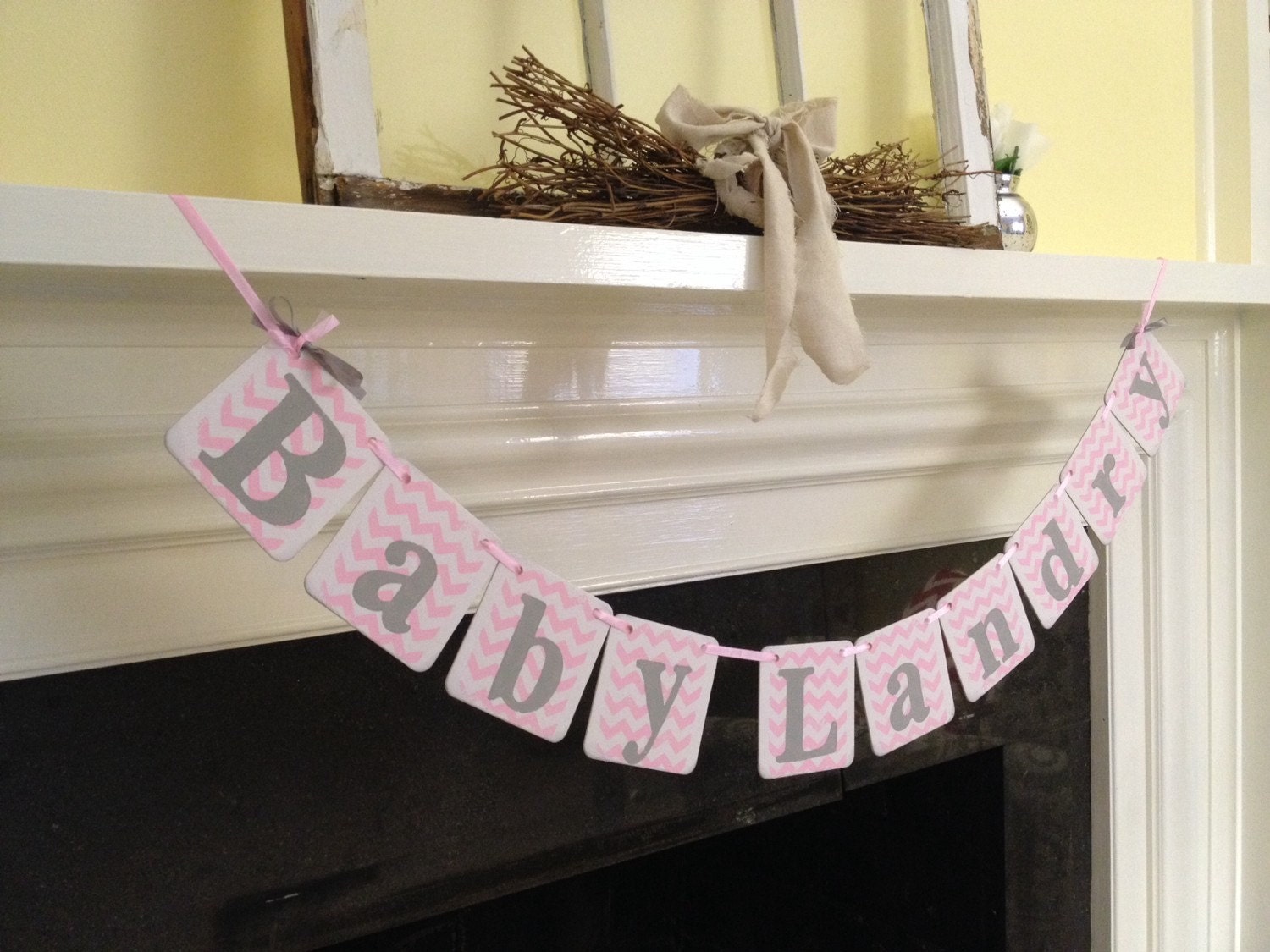 BABY Shower Decorations CHEVRON stripes Baby girl Banner Baby Etsy