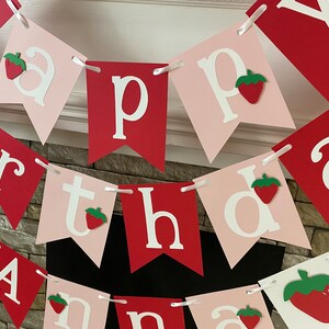 Strawberry First Birthday Decorations Berry First Birthday Happy Birthday Name Banner 1st Birthday 2nd 3rd 4th 5th etc Personalized Banner image 2