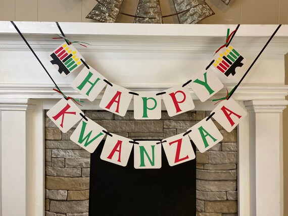 Red Black Green Kinara Typography Happy Kwanzaa Wrapping Paper | Zazzle