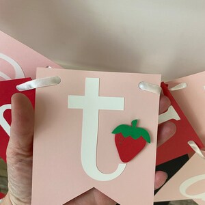 Strawberry First Birthday Decorations Berry First Birthday Happy Birthday Name Banner 1st Birthday 2nd 3rd 4th 5th etc Personalized Banner image 3