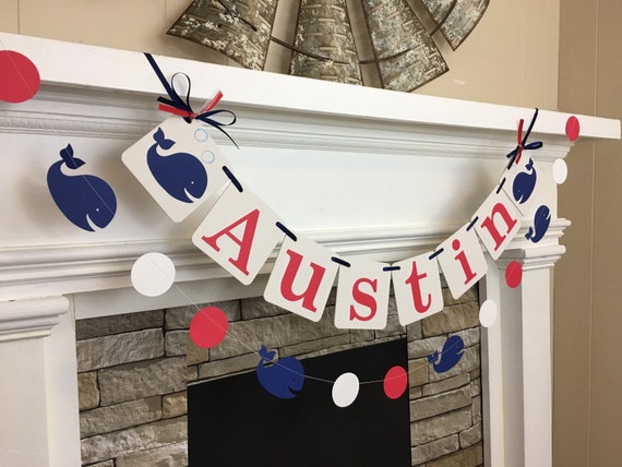 Whale Baby Shower Decorations Child S Name Banner Whale Birthday