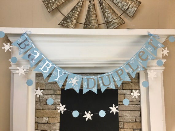 Blue and Silver Winter Wonderland Baby Shower Decorations Baby Name Banner Little Snowflake Shower Decorations snowflake Garland Pink Gold Il_570xn