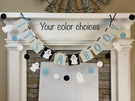 Halloween Baby Shower Decorations It's a Booy Banner It's A Boy Ghost Baby Shower banner Ghost Halloween Garland It's a Ghoul Banner custom Il_570xn