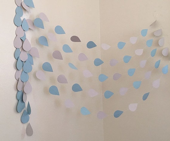 Baby Sprinkle Decorations - Raindrop Garland Raindrop Nursery decorations Sprinkle Shower Baby Shower Decor Paper Raindrops Custom Colors Il_570xn