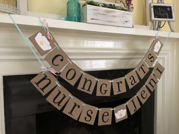 Nurse Graduation Decoration Graduation Banner Congrats Name Etsy