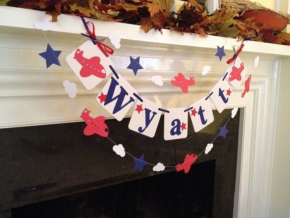 Airplane Birthday Banner Child S Name Banner Airplane Baby Shower