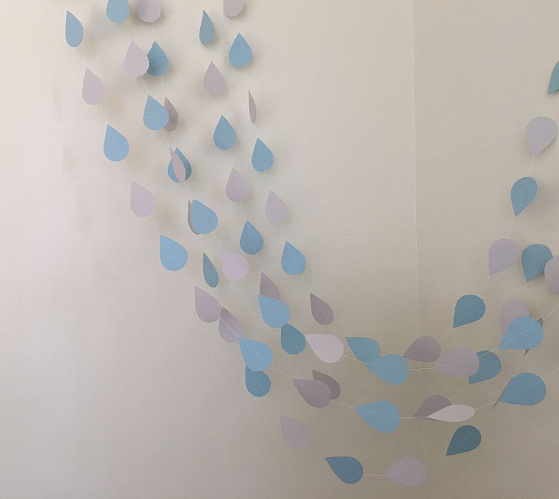 Baby Sprinkle Decorations Raindrop Garland Raindrop Nursery Etsy