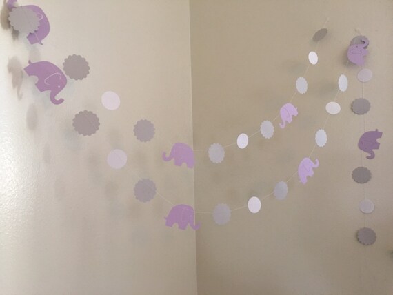 Purple And Gray Elephant Baby Shower Decorations Elephant Etsy
