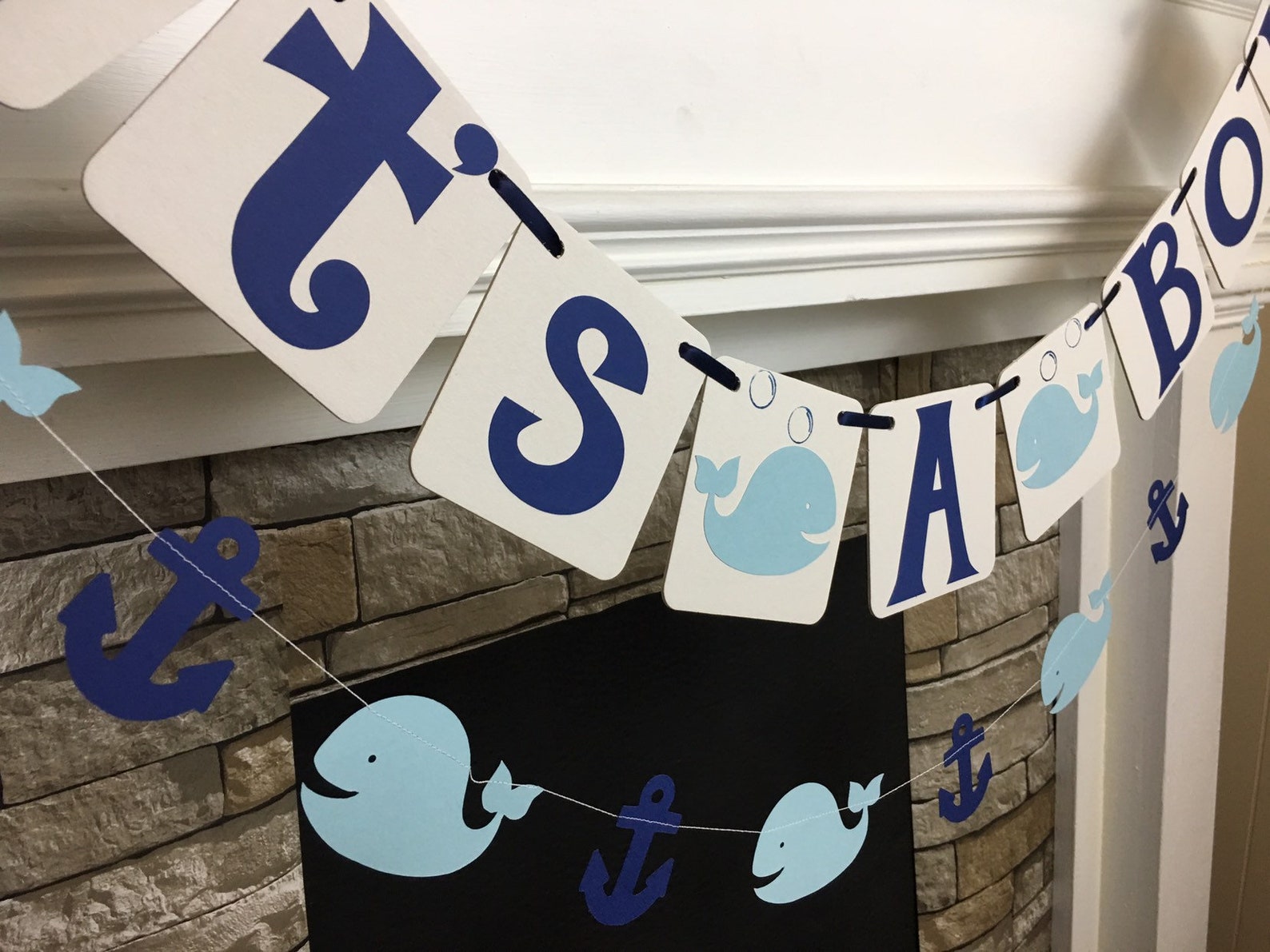 Whale Nautical Baby Shower Decorations Ahoy It's A Boy Etsy