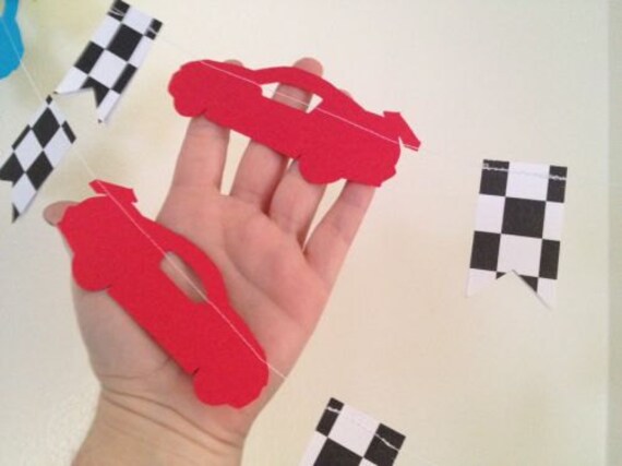 Race Car Party Decoration Paper Garland Nascar Birthday Party Etsy