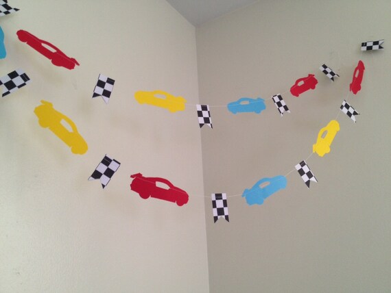 Race Car Party Decoration Paper Garland Nascar Birthday Party Etsy