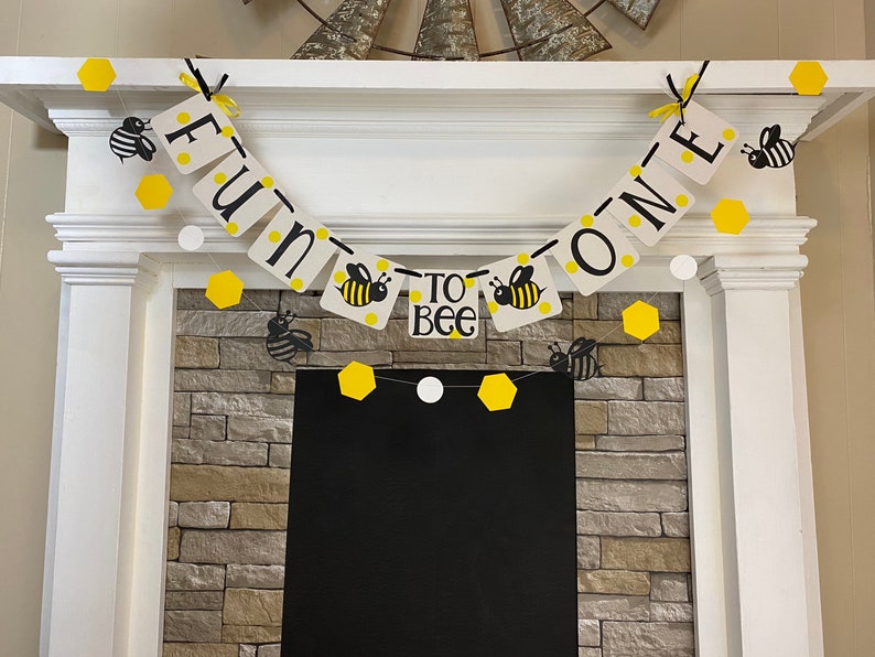 Bee First Birthday Decorations Fun to Bee ONE banner Bumblebee 1st Birthday Banner Fun to Bee One Birthday 1st Year Photos backdrop Garland