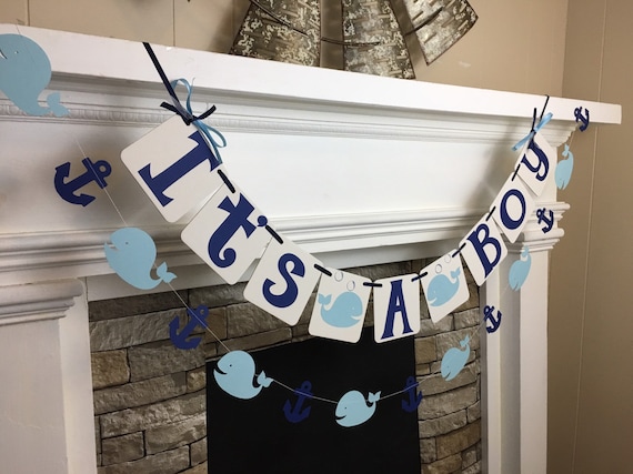 Whale Baby Shower Decorations Child S Name Banner Whale Birthday Banner Nautical Baby Shower Shower Decorations Whale Garland Custom Colors Party Supplies Paper Party Supplies Kromasol Com