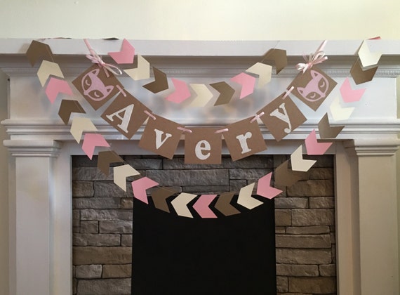Woodland Fox Baby Shower Decorations Name Banner Tribal