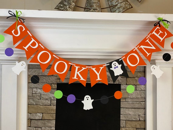 Halloween First Birthday Decorations Spooky ONE Birthday Banner Ghost 1st Birthday Halloween Garland Photo Prop Boy or Girl Birthday Spooky Il_570xn