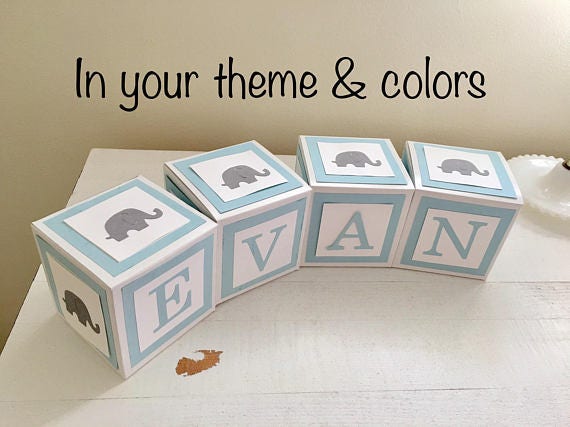 Blue And Gray Elephant Baby Shower Decorations Elephant Etsy