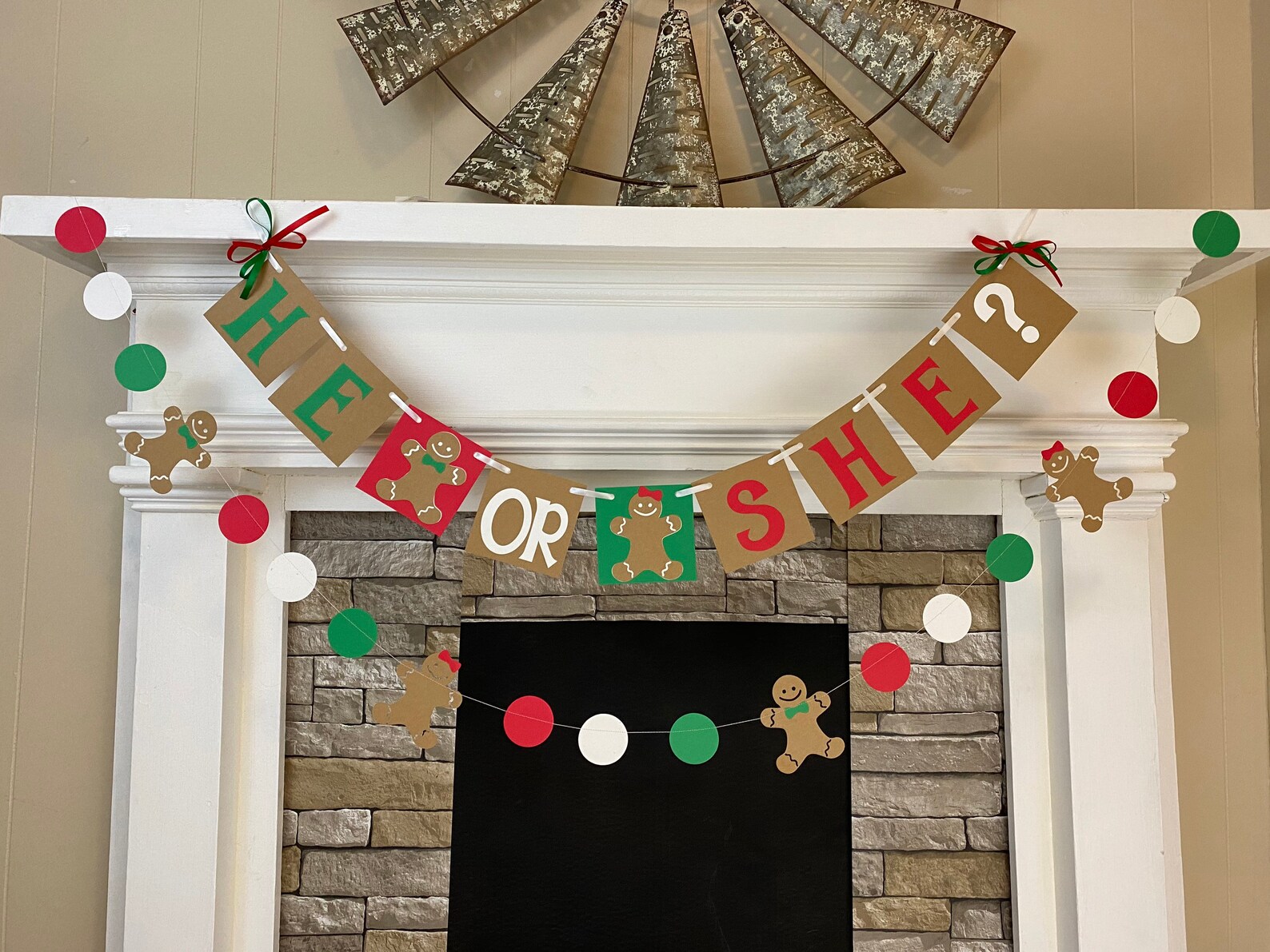 Gingerbread Gender Reveal Banner Christmas Gender Reveal Etsy