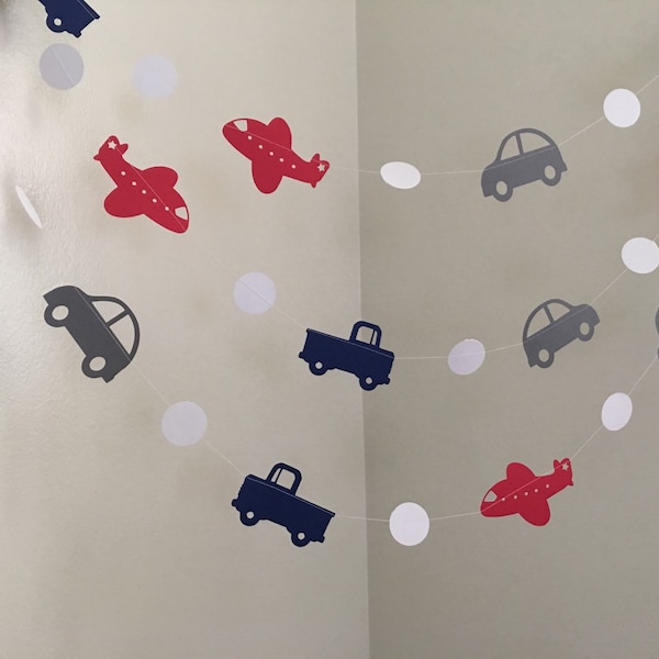 Planes Trucks and Cars Birthday Party Decoration Airplane Garland Birthday Party Decoration Room Decor Baby Shower Decor CUSTOM COLOR