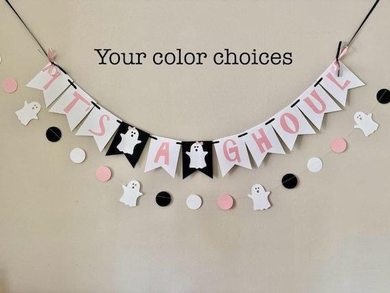 Halloween Baby Shower Decorations It's a Ghoul Banner It's A Girl Ghost Baby Shower banner Ghost Halloween Garland It's a Booy Banner custom
