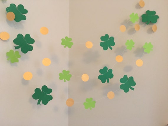St Patricks Day Decorations Shamrocks Gold Coins Garland Paper Garland Happy St Pattys Day Luck of the Irish Ireland Decor Photo Prop Il_570xn