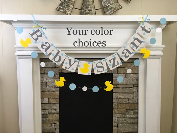 Rubber Duck Baby Shower Decorations Baby Name Banner Rubbery Ducky Baby Shower Decorations Rubber Duck Garland Boy or Girl Custom Colors Il_570xn