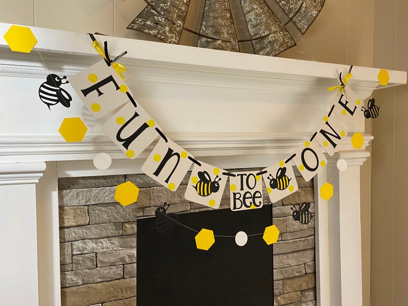 Bee First Birthday Decorations Fun to Bee ONE banner Bumblebee 1st Birthday Banner Fun to Bee One Birthday 1st Year Photos backdrop Garland