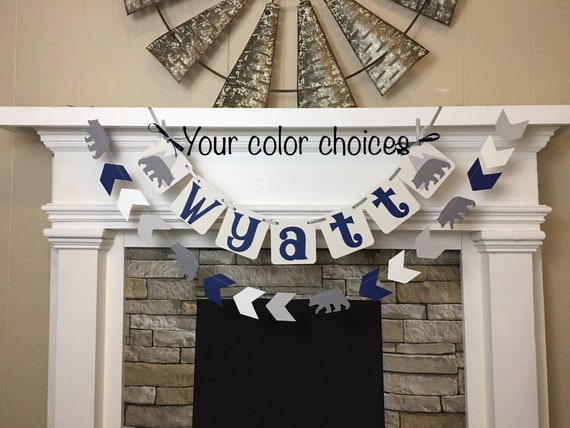 Bear Baby Shower Decorations Child's Name Little Explorer Banner Bear Birthday Banner Adventure Awaits Decorations Tribal Garland Il_570xn