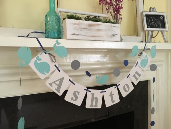 Whale Baby Shower Decorations Child S Name Banner Whale Birthday