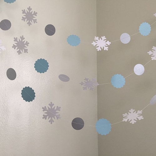 Snowflake Garland Onederland Birthday Decoration Frozen Birthday Garland Light Blue Snowflake Baby Shower Winter Shower Custom Colors