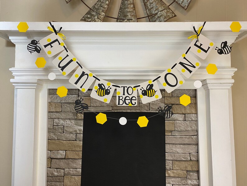 Bee First Birthday Decorations Fun to Bee ONE banner Bumblebee 1st Birthday Banner Fun to Bee One Birthday 1st Year Photos backdrop Garland