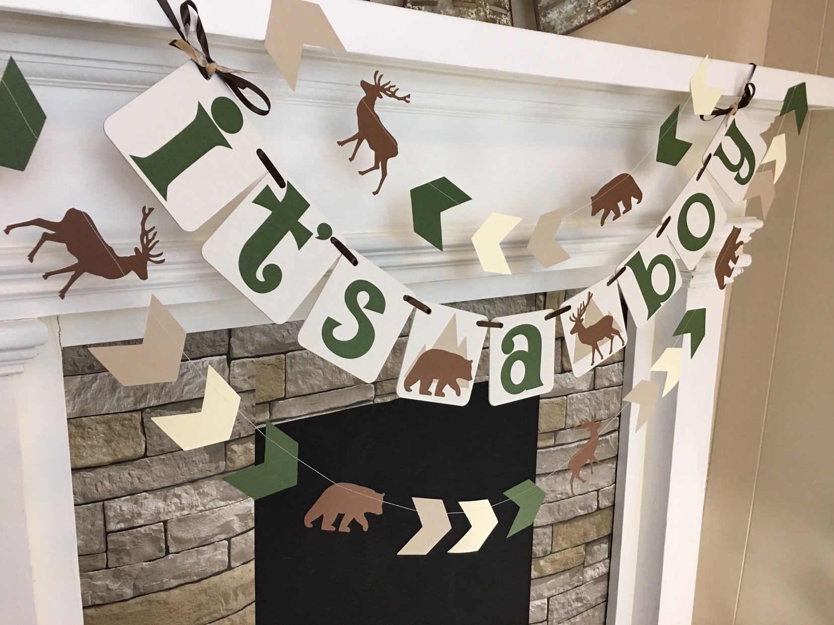 Bear Baby Shower Decorations Adventure It's a Boy Banner Moose Baby ...
