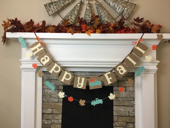 Vintage Truck Happy Fall Decorations Happy Fall Banner Autumn Decoration Old Truck Pumpkin Fall Garland Fall Happy Fall Garland Il_570xn