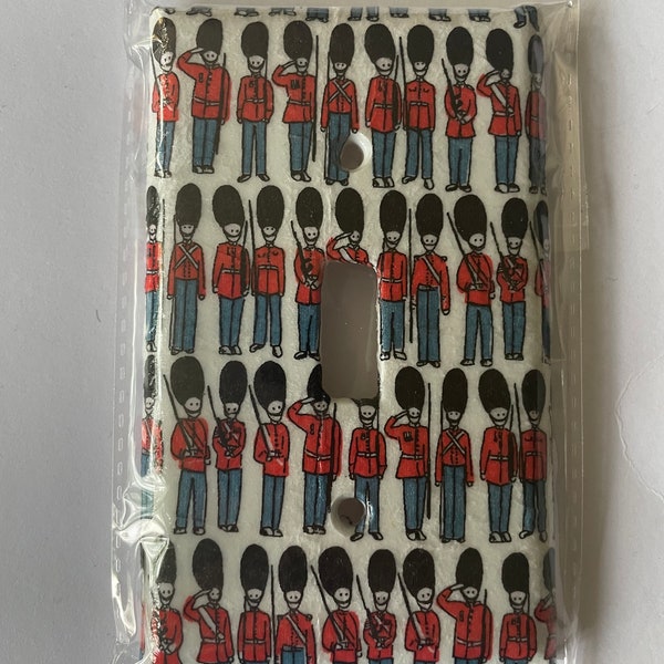 decoupaged lightswitch cover.  Cath kidston.  British soldiers.