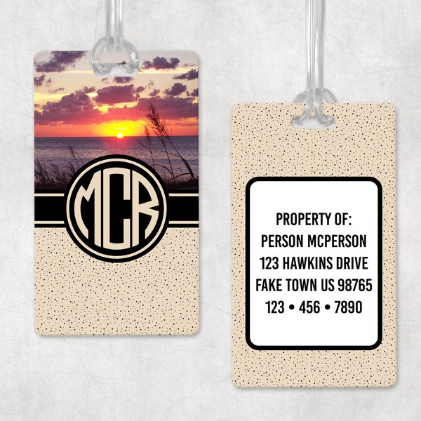 Beach Sunset Monogram Luggage Tag Template • ID Tag • Sublimation PNG