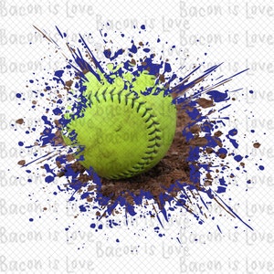 Softball • Paint Splatter • Blue • Background • Digital Download PNG
