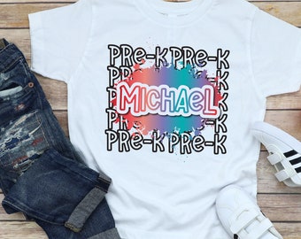 Personalized Boys Back to School Shirt • First Grade • Second Grade • Third Grade • First Day • Pop Out Design • Paint Spatter