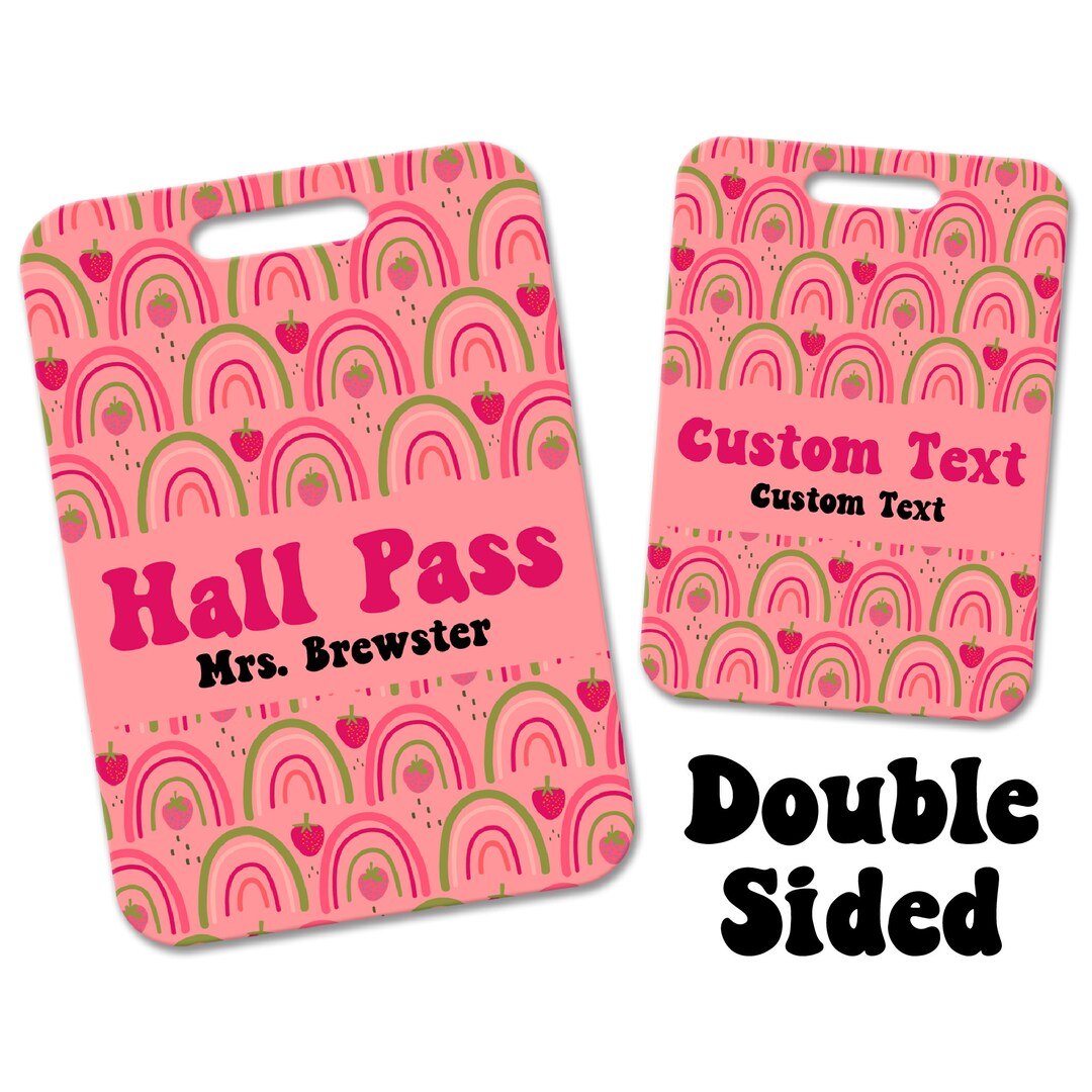 Classroom Hall Pass for Teachers • Strawberry Rainbow • Personalized - Etsy