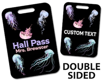 Classroom Hall Pass for Teachers • Jellyfish Ocean Underwater • Personalized