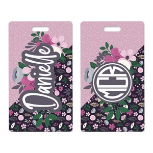 Monogram Luggage Tag • Personalized • Floral Spring Garden Print • Gift • Bag Tag