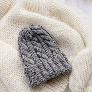 Custom Hand-Knitted Wool Blend Beanie: The Classic Cable