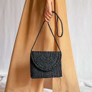 Gehäkelte Raffia Kupplung in Hellbraun, Sommertasche Stroh, Raffia Kupplung Handtasche, Hellbraune Häkel Sommertasche, Häkeln Strohkupplung — Marigold Tasche