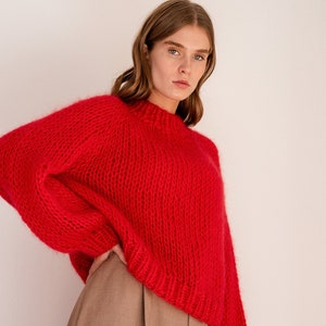 Relaxed Mohair Sweater in Cardamom Seed, Hand Knit Pullover, Chunky ...