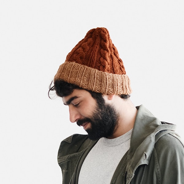 Bonnet en tricot à blocs de couleurs personnalisé : bonnet fabriqué à la main en laine mélangée