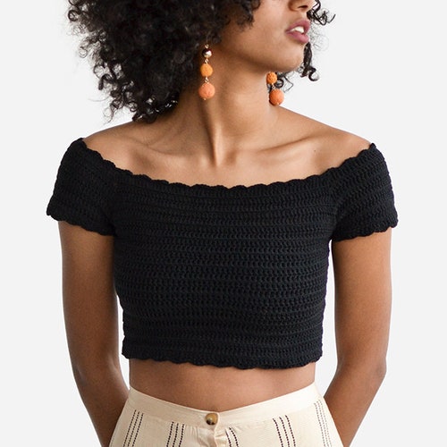 Black crochet blouse Clearance