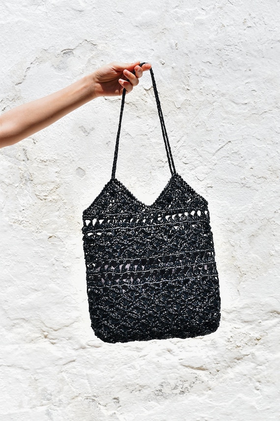 ABHONOR Hollow Crochet Woven Handbag Straw Beach Bag Straw Mesh Tote Bag  for Women Woven Beach Bag Pool Beach Bags