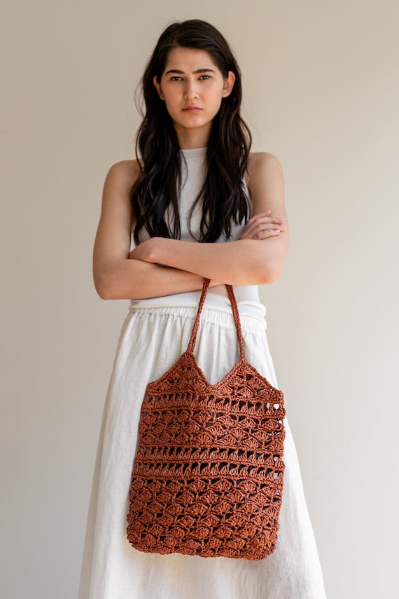 Crochet Raffia Tote Bag in Natural Summer Tote Bag Straw Mesh Bag Handcrafted Tote Crochet Handbag Anemone Tote Etsy Polska