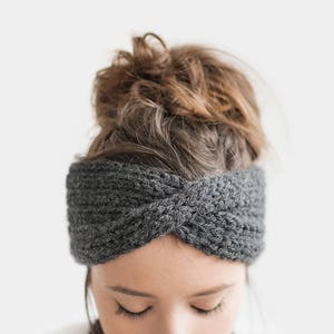 Hand Knit Turban in Caramel, Chunky Rib Turban, Warm Womens Turband, Custom Color Turban, Winter Headband 12. Dark Grey