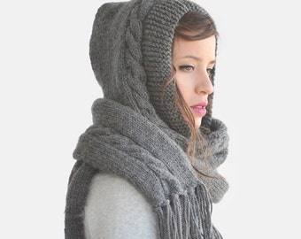 MASU(エムエーエスユー)のPLAID HOOD SCARF GRAY(スカーフ)の